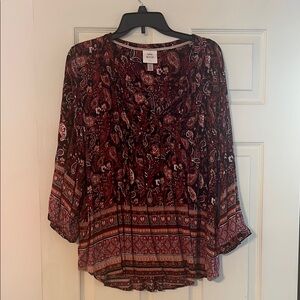 Knox Rose Paisley Blouse - Burgundy and Black
